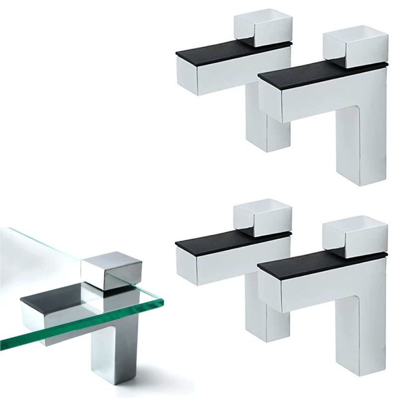 Photo 1 of AWEN 4 Pcs Adjustable Wood/Glass Floating Shelf Brackets Wall Mount, Polished Chrome
