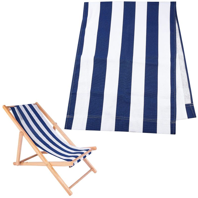 Photo 1 of AHANDMAKER Beach Sling Chair Replacement Canvas, Blue and White Stripes Casual Simple Sling Chair Replacement Fabric for Sunbathing Garden Courtyard Garden Beach (114x43cm/44x17inch)