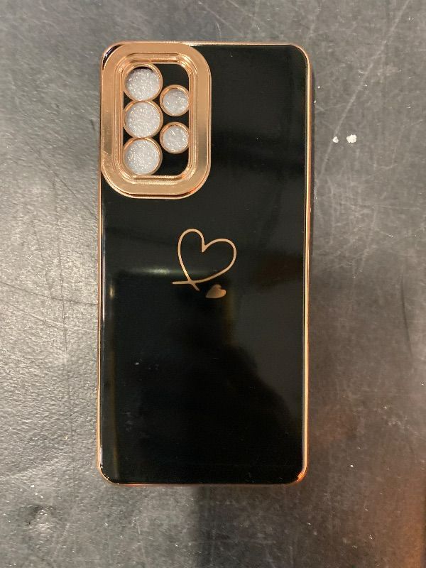 Photo 1 of Compatible with Samsung Galaxy A53 5g 6.5” Phone Case Luxury Electroplated Cute Side Love Hearts Pattren Cover for Women Camera Lens Protection Soft Silicone Shockproof Bumper (Black)
