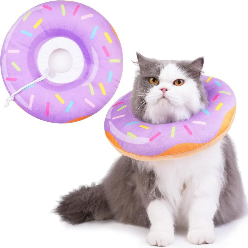 Photo 1 of Cat Cone Collar Soft, Cat Recovery Collar for Wound Healing Cute Donut Adjustable Kittens Cones to Stop Licking Comfortable Lightweight Neck Elizabethan Collars for Cats Kittens After Surgery