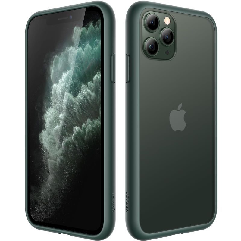 Photo 1 of JETech Matte Case for iPhone 11 Pro 5.8-Inch, Shockproof Military Grade Drop Protection, Frosted Translucent Back Phone Cover, Anti-Fingerprint (Dark Green)