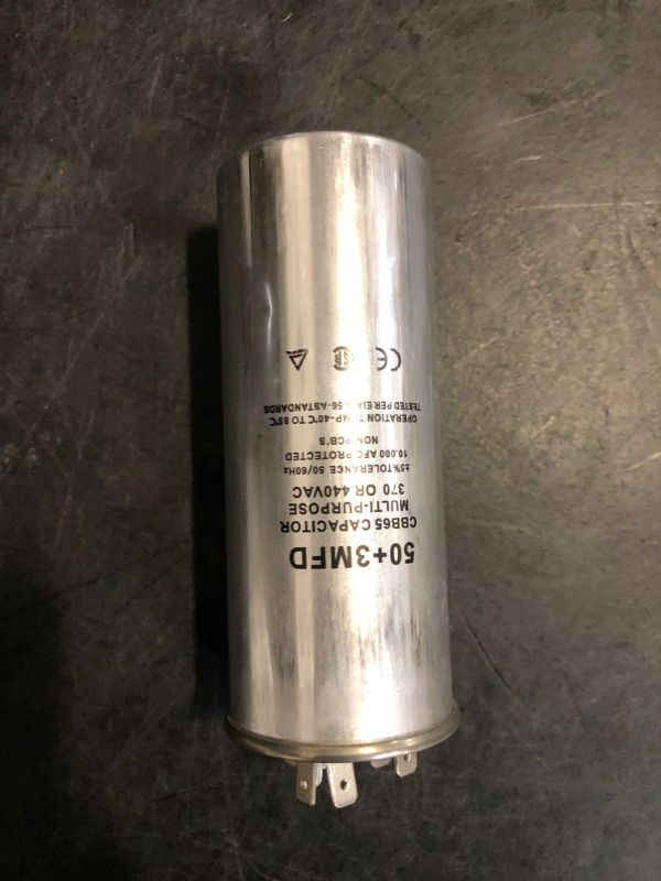 Photo 1 of CBB65 Round Dual Run Circular Start Capacitor, 50 + 3 uF/MFD ±5% 370V/440VAC Combination Capacitor for Compressor AC Motor Run Fan Start Condenser Straight Cool/Heat (50 + 3 uf)