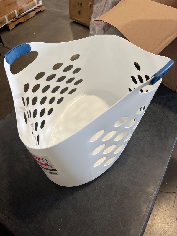 Photo 1 of Rubbermaid White Plastic Laundry Basket