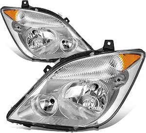 Photo 1 of Auto Dynasty Headlights Assembly Compatible with 2007-2013 Dodge Freightliner Mercedes Benz Sprinter, Pair of Halogen Headlamps Replacement, CH2502198 CH2503198, Chrome Housing Amber Corner