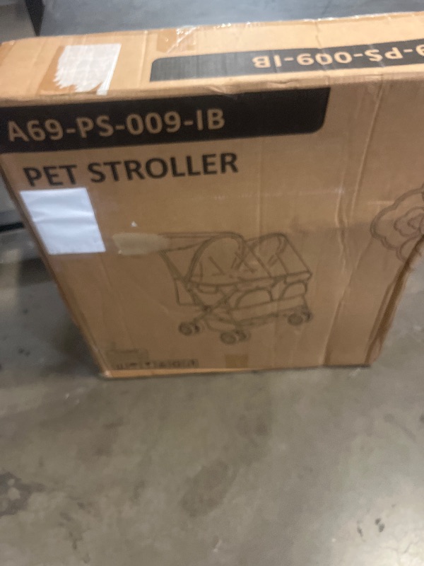 Photo 1 of Double Pet Stroller, Foldable Dog Stroller 4-Wheel Travel Cart With 2-Seater Carrier, Adjustable Canopy, Storage Basket