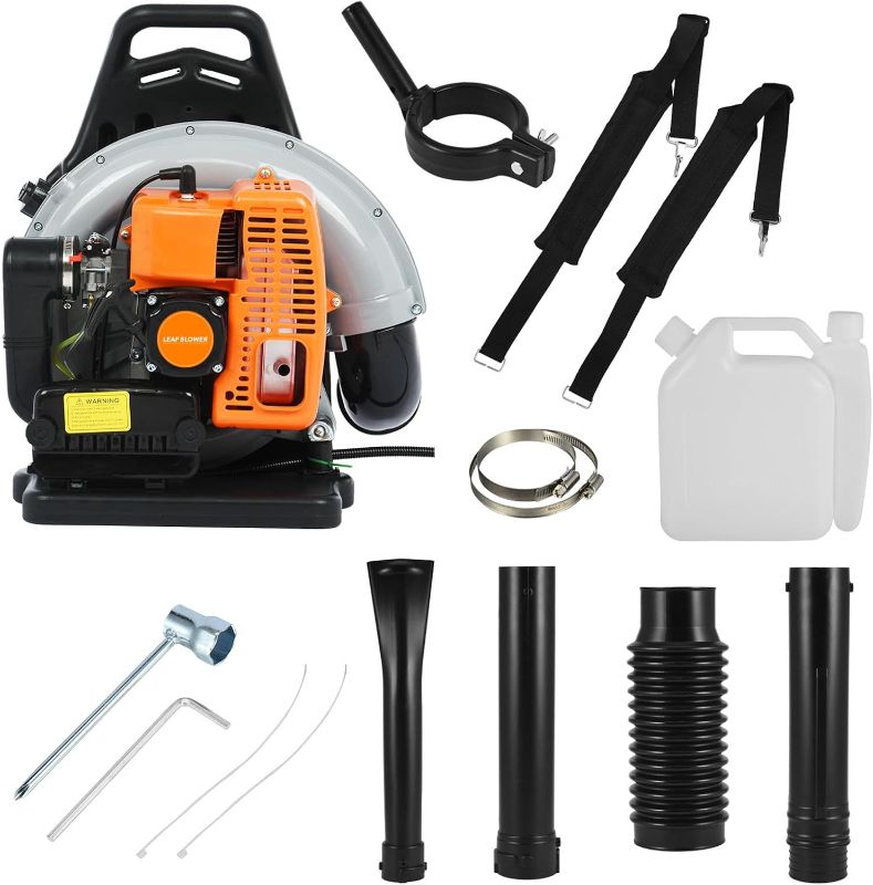 Photo 1 of Backpack Leaf Blower, 63CC 665 CFM 3HP 2-Stroke Engine Gas Leaf Blower, High Strength Gas Powered Leaf Blower Snow Blower Dust Blower for Outdoor from USA Fast Arrival (EB650)