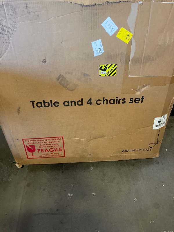Photo 1 of 5 Pieces Outdoor Patio Dining Set, Glass Table and Textilene Chair