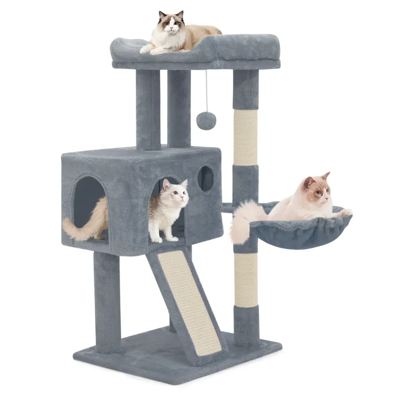 Photo 1 of Cat Tree - 35.5'' Height - w/Ladder, Fabric Scratching Post, Basket Lounge