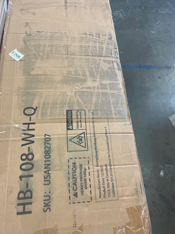 Photo 1 of 54" Tall Headboard Queen Size with Storage, LED Light, Off White