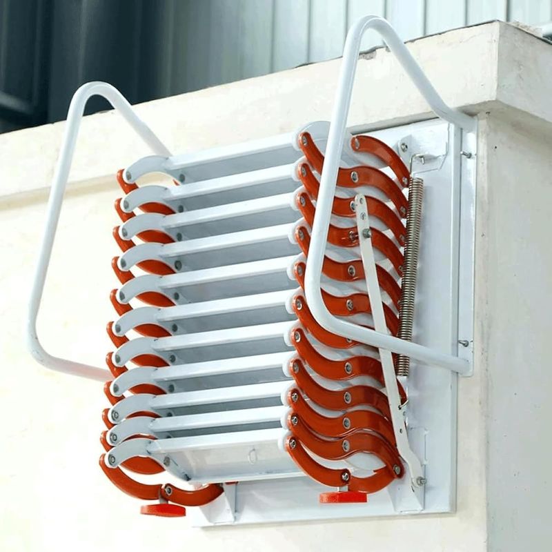 Photo 1 of Loft Ladder Wall-Mounted Loft Ladder Save Space Attic Stairs Pull Down Anti-Slip Steps Attic Ladder for Indoor and Outdoor Folding Ladder Anti-Slip (RAILS ONLY)