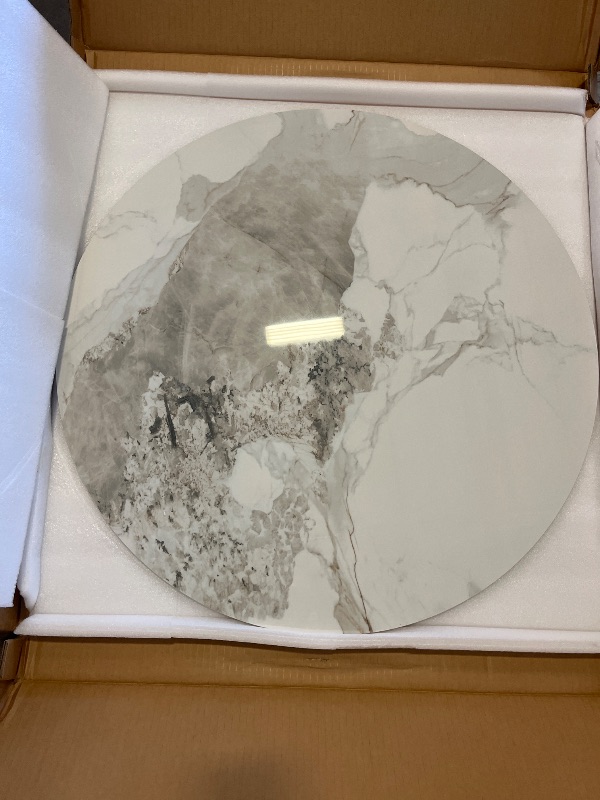 Photo 1 of 34.3 in. Round Sintered Stone Kitchen Lazy Susan Turntable for Dining Table Top in Pandora