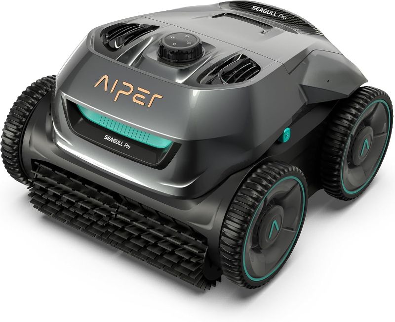 Photo 1 of AIPER Seagull Pro Cordless Robotic Pool Cleaner, WavePath Navigation, Wall-Climbing, Quad-Motor, 150 mins Runtime for Inground Pools up to 1,600 sq.ft, ZT6002