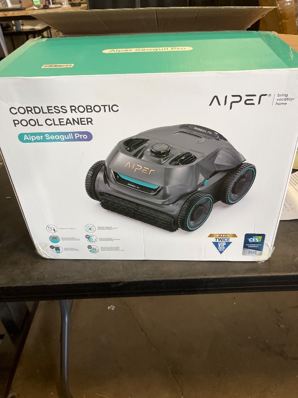 Photo 1 of AIPER Seagull Pro Cordless Robotic Pool Cleaner, WavePath Navigation, Wall-Climbing, Quad-Motor, 150 mins Runtime for Inground Pools up to 1,600 sq.ft, ZT6002