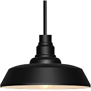 Photo 1 of 15" Black Farmhouse Pendant up Barn Light, Industrial Dome Chandelier