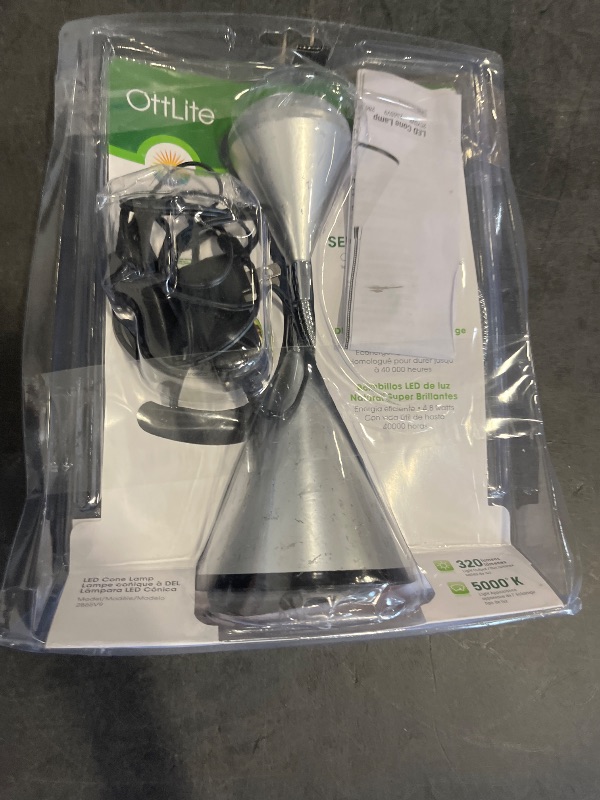 View 3 of OttLite LED Cone Desk Lamp, Silver