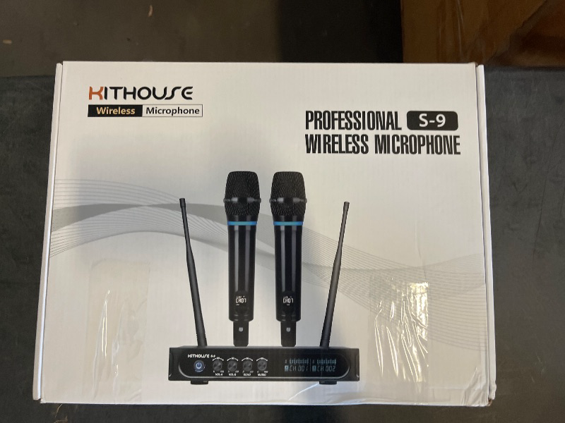 Photo 1 of Kithouse S9 UHF Rechargeable Wireless Microphone System Karaoke Microphone Wireless Mic Cordless Dual with Bluetooth Receiver Box + Volume Control ECHO for Karaoke Singing Speech Meeting Church, 200FT