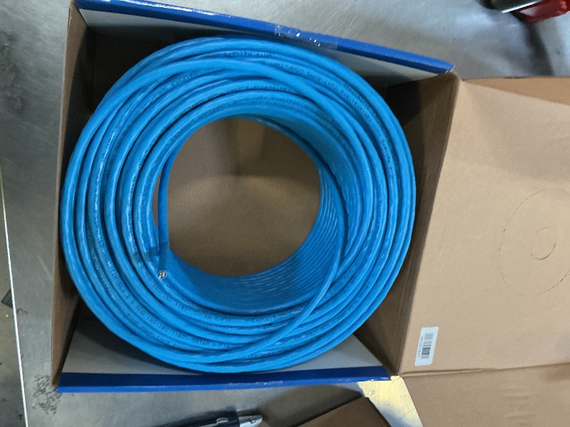 Photo 1 of Cable Matters [UL Listed] 10Gbps in-Wall (CM) Rated 23AWG Bare Copper Shielded Cat 6A Cable - 300ft, Solid, S/STP, S/FTP Shielded Cat6a Bulk Ethernet Cable, Cat6a Ethernet Cord, Blue
