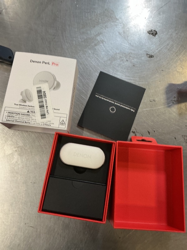 Photo 1 of Denon PerL Pro True Wireless Earbuds - Adaptive Active Headphones Wireless Noise Canceling, Masimo Adaptive Acoustic Technology, Spatial Audio, 32Hr Battery Life, Wirefree Charging, White
