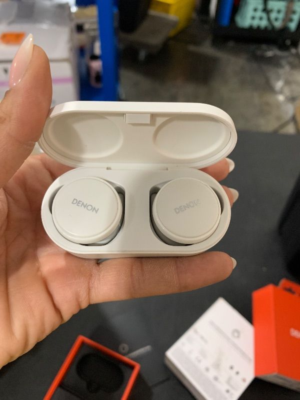 Photo 1 of Denon PerL Pro True Wireless Earbuds - Adaptive Active Headphones Wireless Noise Canceling, Masimo Adaptive Acoustic Technology, Spatial Audio, 32Hr Battery Life, Wirefree Charging, White