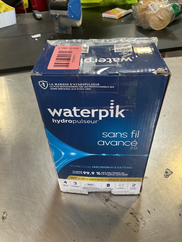 Photo 1 of Waterpik Cordless Advanced 2.0 Water Flosser For Teeth, Gums, Braces, Dental Care With Travel Bag and 4 Tips, ADA Accepted, Rechargeable, Portable, and Waterproof, White WP-580, Packaging May Vary