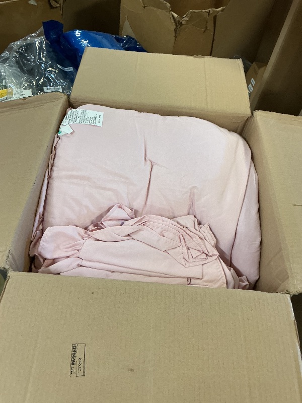 Photo 1 of AMBERSPACE Full Comforter Set Soft Pink, Ruffle Shabby Chic Bedding Set Farmhouse 7 Pieces, All Season Fluffy Bed in a Bag with Sheets, Pillowcases & Shams