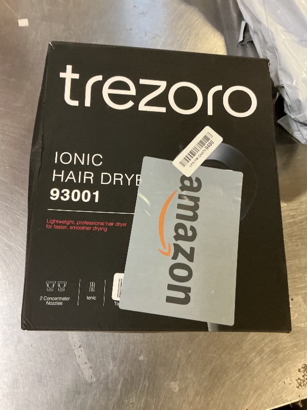 View 2 of TREZORO Professional Hair Dryer, Ionic Ceramic Tourmaline Technology, 2000W Fast Quiet Drying, with Narrow & Wide Concentrator Nozzles, 3 Heat & 2 Speed Settings, Cool Shot Button, Black