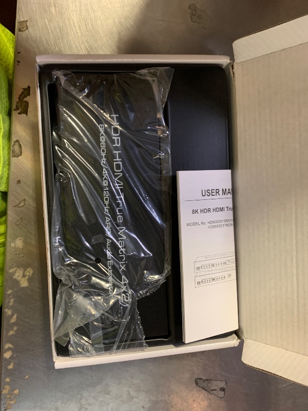 Photo 1 of FERRISA 8K 4X2 HDMI Matrix 4 in 2 Out HDMI 2.1 Matrix HDMI Video Switcher Splitter +Optical & L/R Audio Output,Support 4K 120Hz,HDR10 HDCP2.3 Dol-by Vision Atmos SPDIF 5.1CH ARC CEC with IR Remote