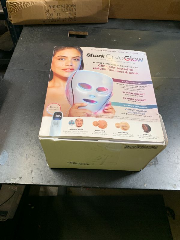 Photo 1 of Shark CryoGlow LED Face Mask with Under-Eye Cooling, Anti-Ageing & Blemish Repair, Red & Blue LED, Infrared Light Therapy, USB-C, Remote Control, Storage Bag, Blue Frost, FW312