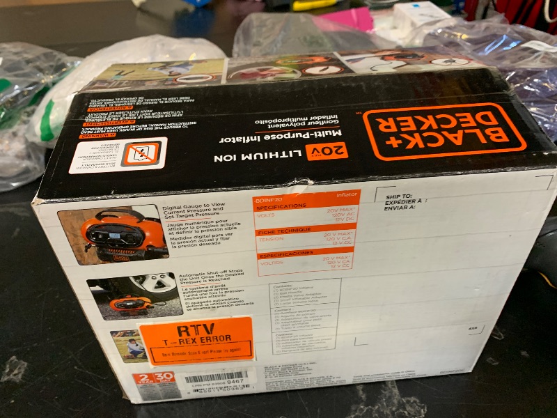 Photo 1 of BLACK+DECKER Cordless Multi-Purpose Inflator BDINF20C