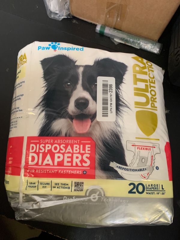 Photo 1 of Paw Inspired Disposable Female Dog Diapers, Large, 20 Count