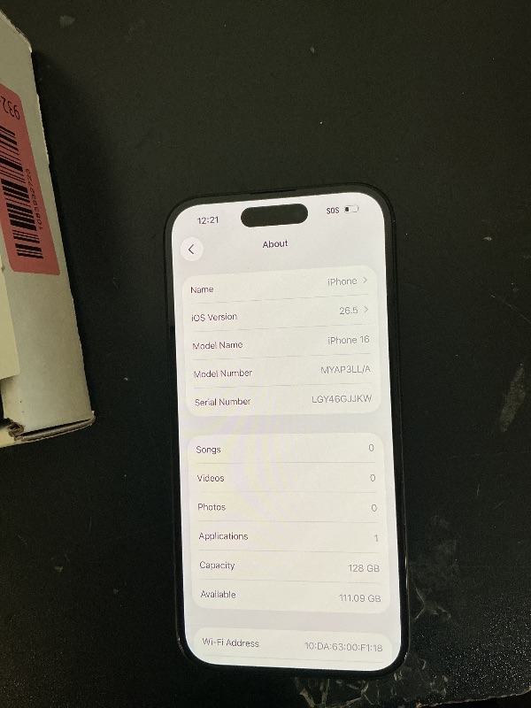 Photo 1 of Apple iPhone 16 128GB Black Unlocked