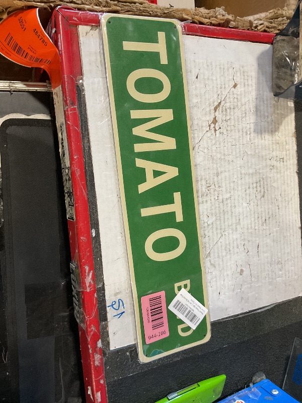 View 2 of ***MINOR DAMAGE***
Bioputty Tomato BLVD Sign, 16x4 Inch, Stainless Steel