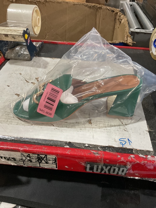 View 2 of ***MISSING PARTS***
anteikira Women's Square Open Toe Buckle Sandals Slip On High Chunky Block Heel Mules Backless High Heeled Sandals for Women Fashion Summer Heels Green Size9