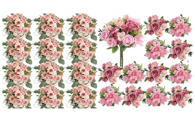 View 1 of ***STOCK IMAGE FOR REFERENCE***
Nagobi Peonies Artificial Flowers, Pink White & Dusty Pink | 24 Bundles Realistic