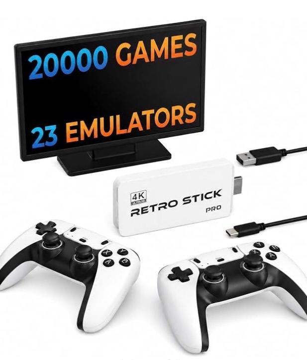 View 1 of ***STOCK IMAGE FOR REFERENCE***
Retro Gaming Console Plug & Play Game Console for TV, 20001 Games-White, 4K HD HDMI Video Console, Dual 2.4G Wireless Controllers, Emulator Stick to Upgrade Nostalgia