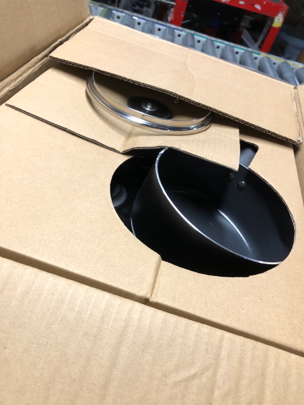 View 2 of ****UNKOWN IF MISSING PIECES****
Amazon Basics Ceramic Non-Stick Cookware Set, 8-Piece, Black