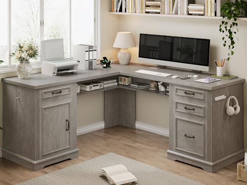 View 1 of ***BOX 1/2***Jocoevol Farmhouse L Shaped Executive Desk