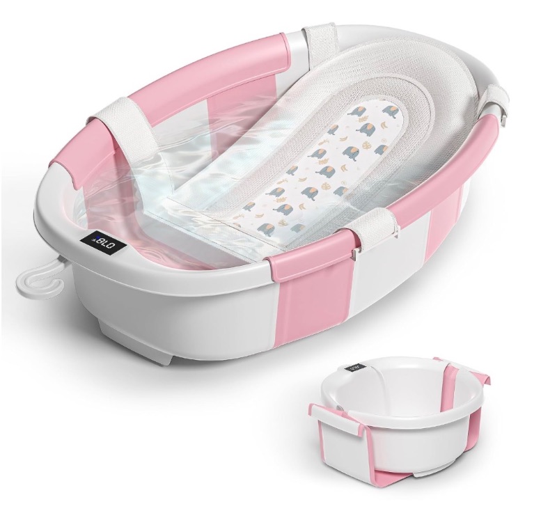 View 1 of ***STOCK IMAGE FOR REFERENCE***
Collapsible Baby Bathtub for Newborn to Toddler 0-36 Months,Spacious Foldable Infant Bath Tub with Thermometer,Cushion & Drain Hole,Portable Travel Tub, Baby Shower Gift Pink