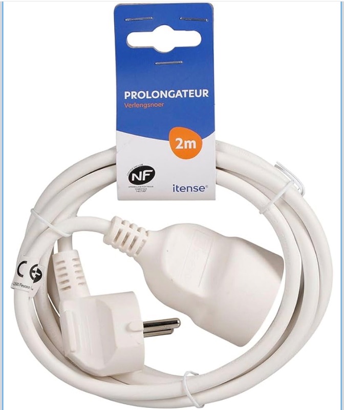 View 1 of ***STOCK IMAGE FOR REFERENCE***
Extension cable, extension cable - Extension cable 2 m - Intensity: 16A - Cable HO5VV-F - 3G1 mm² - Colour: White - Indoor use - Length: 2 m