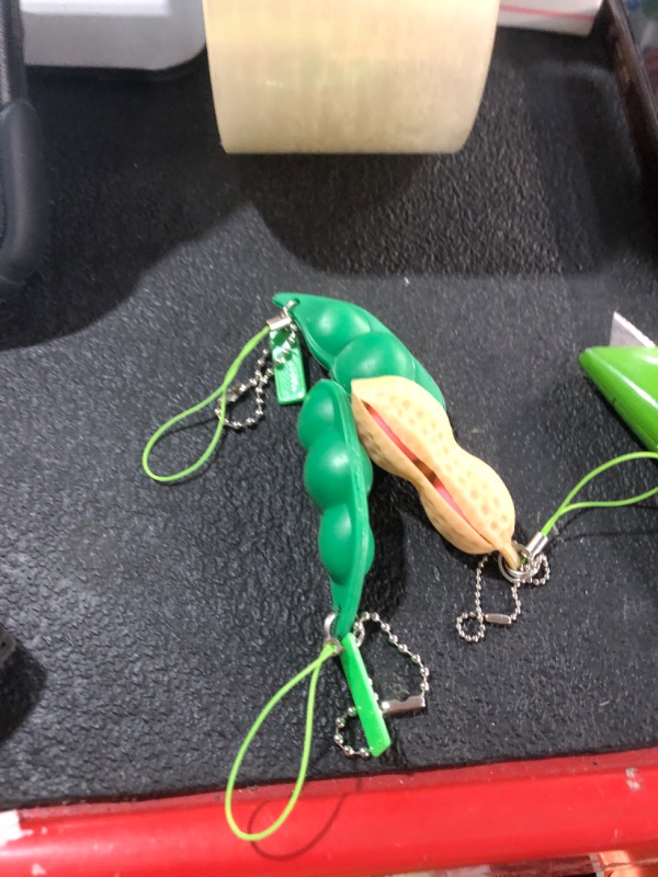 View 2 of ***ONLY 3***6 PCS Squeeze Bean Peanuts Keychain, Pea Peanut Keychain Fidget Toys, Soybeans Peanuts Sensory Fidget Toys Gifts for Kids Adults Stress Relief, Keyring, Decoration, Party Toys Supplies