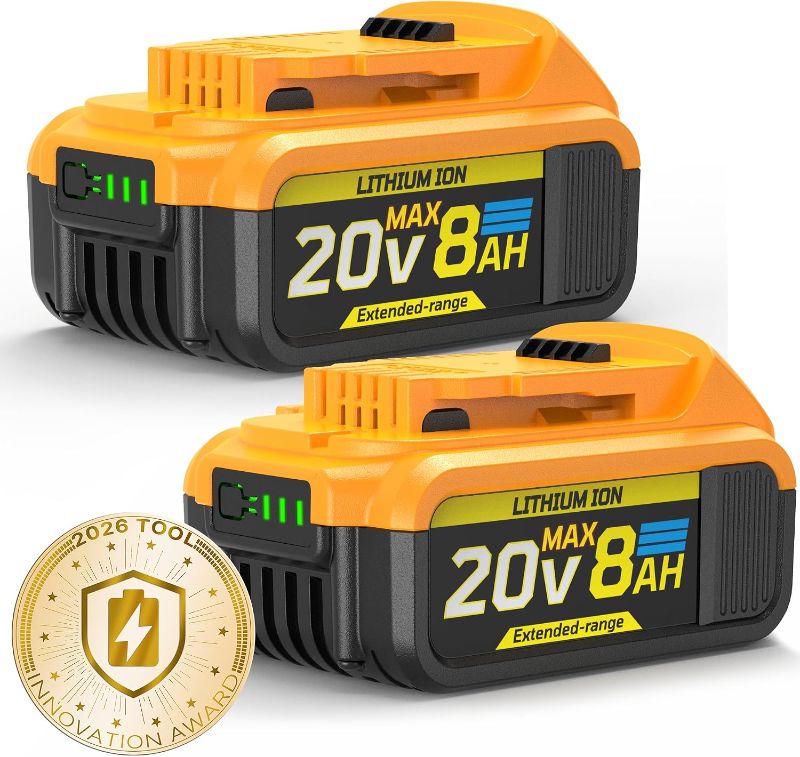 View 1 of **ONLY 1** 8Ah Replacement Compatible for Dewalt 20V Max Battery with High Capacity
