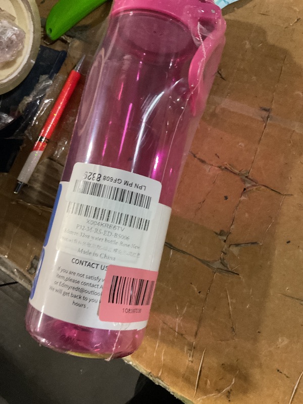 View 2 of ***FACTORY SEALED***Edmyre 32oz Clear Water Bottle - BPA-Free Tritan Plastic, Fast Flow Spout Lid, Wide Mouth & Leakproof Design Hiking Water Bottle Suitable for Travel, Outdoors, Gym, Travel, Home, School (Rose)