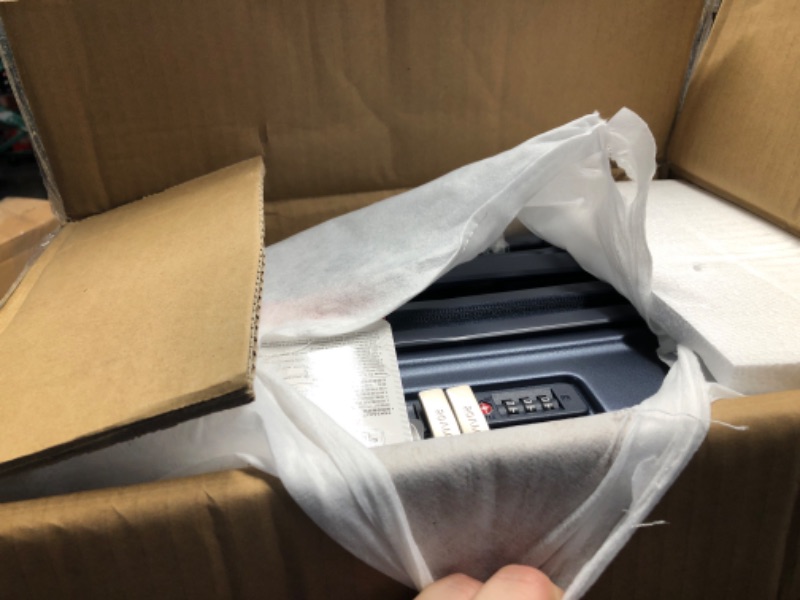 Photo 1 of **CODE 000, BOTTOM IS DENTED IN** ROAMING Expandable 20 Inch Carry On Luggage with Mute Brake Wheels Airline Approved Hard Shell Suitcases with Front Pocket Top Opening Luggage with TSA Lock for Short Business Travel, Glaze blue