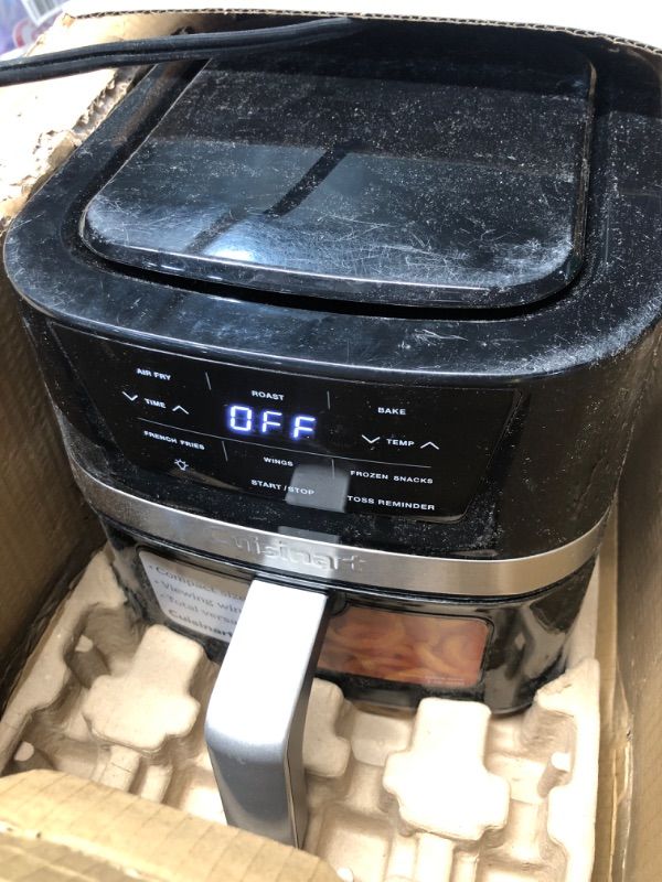Photo 1 of **LOTS OF SCRATCHES, POWERS ON** Cuisinart Air Fryer, 2.6-Quart Compact Basket Fryer with 3 Cooking Functions to Air Fry, Roast, and Bake, 3 Airfryer Presets, Dishwasher-Safe Parts, AIR-80, Stainless Steel & Black