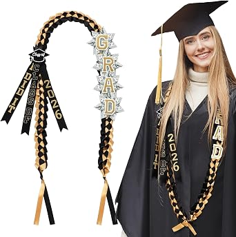 Photo 1 of ***STOCK PHOTO FOR REFERENCE ONLY***Knitgrip 63'' Graduation Ribbon Lei Necklace Class of 2026, Handmade Double Braided Money Lei with Tassel Graduation Gifts