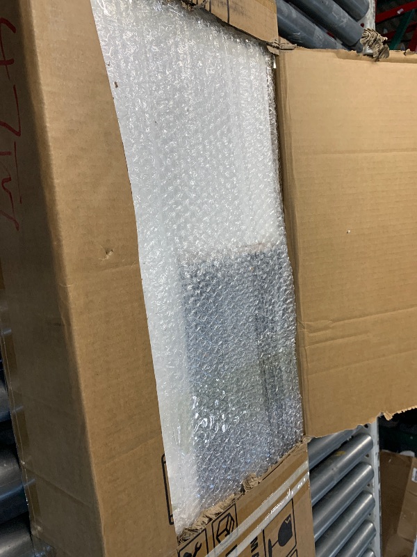 Photo 1 of *Missing pieces*COSHOMER Sliding Closet Door for 72" x 80" Opening, 3-Lite Frosted Glass MDF Barn Door with Hardware Kit Set, Door Panels Need to Assemble, Black