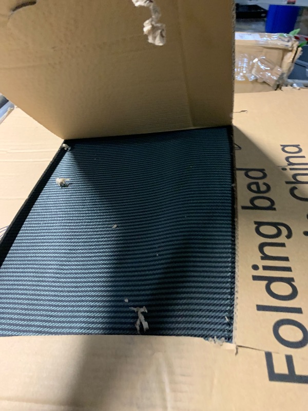 Photo 1 of ***NO MATTRESS AND COT IS RIPPED***
BSISHL Heavy Duty Camping Cot for Adults with Mattress, 10-Leg Portable Folding Cot Bed, Extra Stable Sleeping Cot for Camping, Travel, Tent & Indoor Guest Use, 500 lbs Capacity