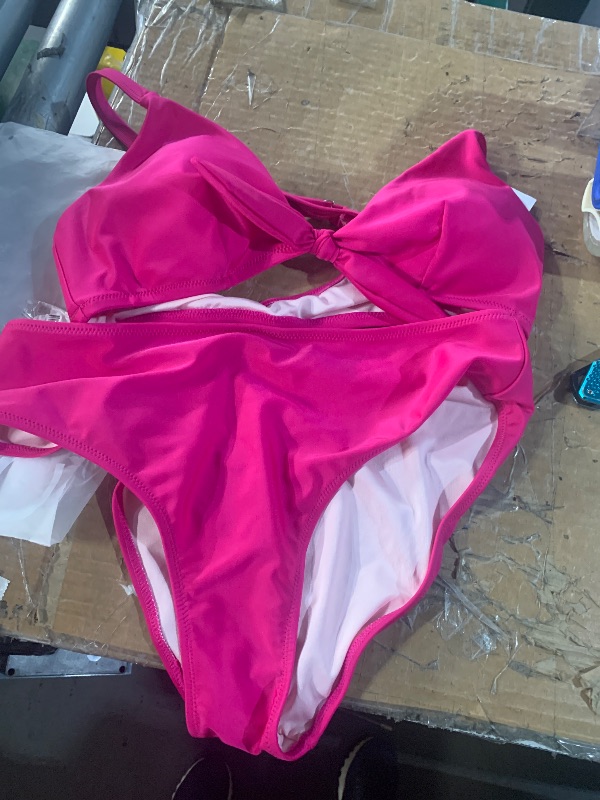 Photo 1 of ***STOCK IMAGE FOR REFERENCE***
CUPSHE Women's Two Piece V Neck Textured Bikini Sets,M Hot Pink