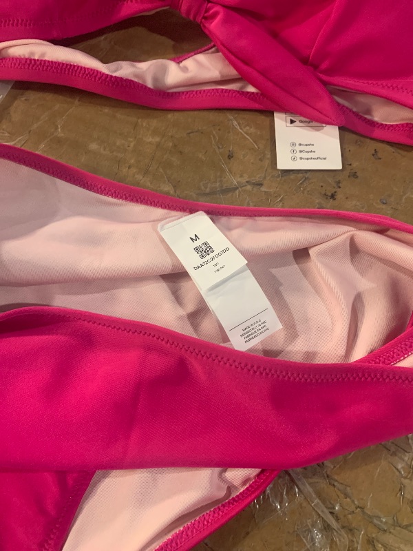 Photo 1 of ***STOCK IMAGE FOR REFERENCE***
CUPSHE Women's Two Piece V Neck Textured Bikini Sets,M Hot Pink
