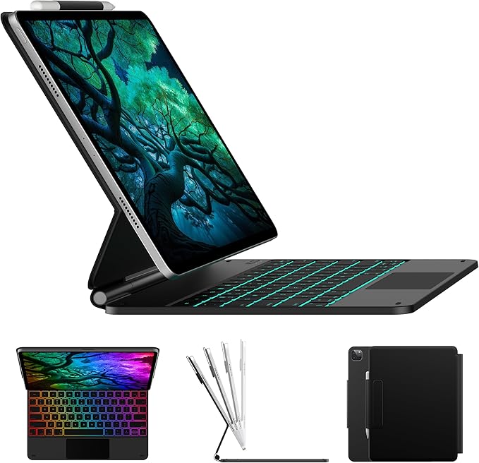 Photo 1 of ** stock photo for reference **
typecase Edge Keyboard Case for iPad Air 13-inch(M4/M3/M2, 2026/2025/2024) & iPad Pro 12.9-inch(6th/5th/4th/3rd Gen), Magic Keyboard with 11-Color Backlight, Multi-Touch Trackpad, Pencil Holder, Black